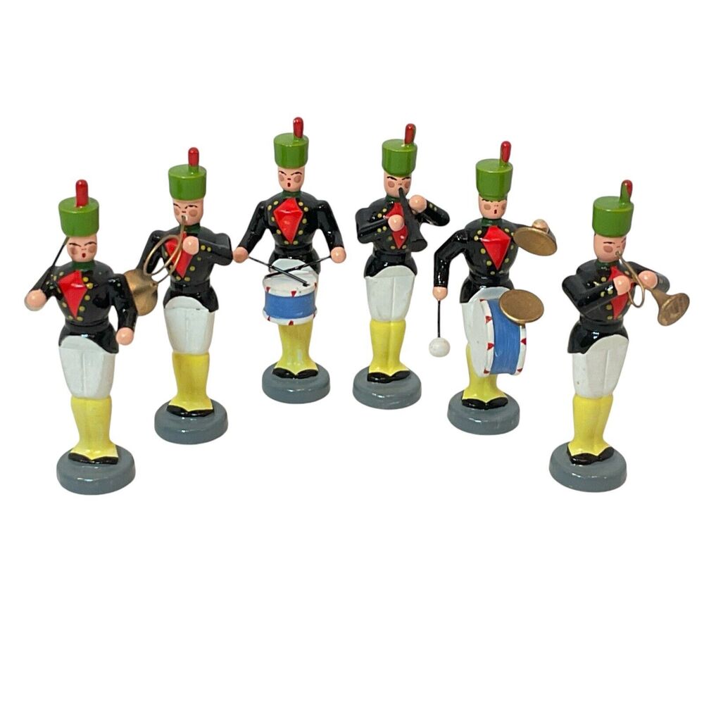 Vintage DREGENO Band Figurines Handmade Wood East Germany Music Set of 6
